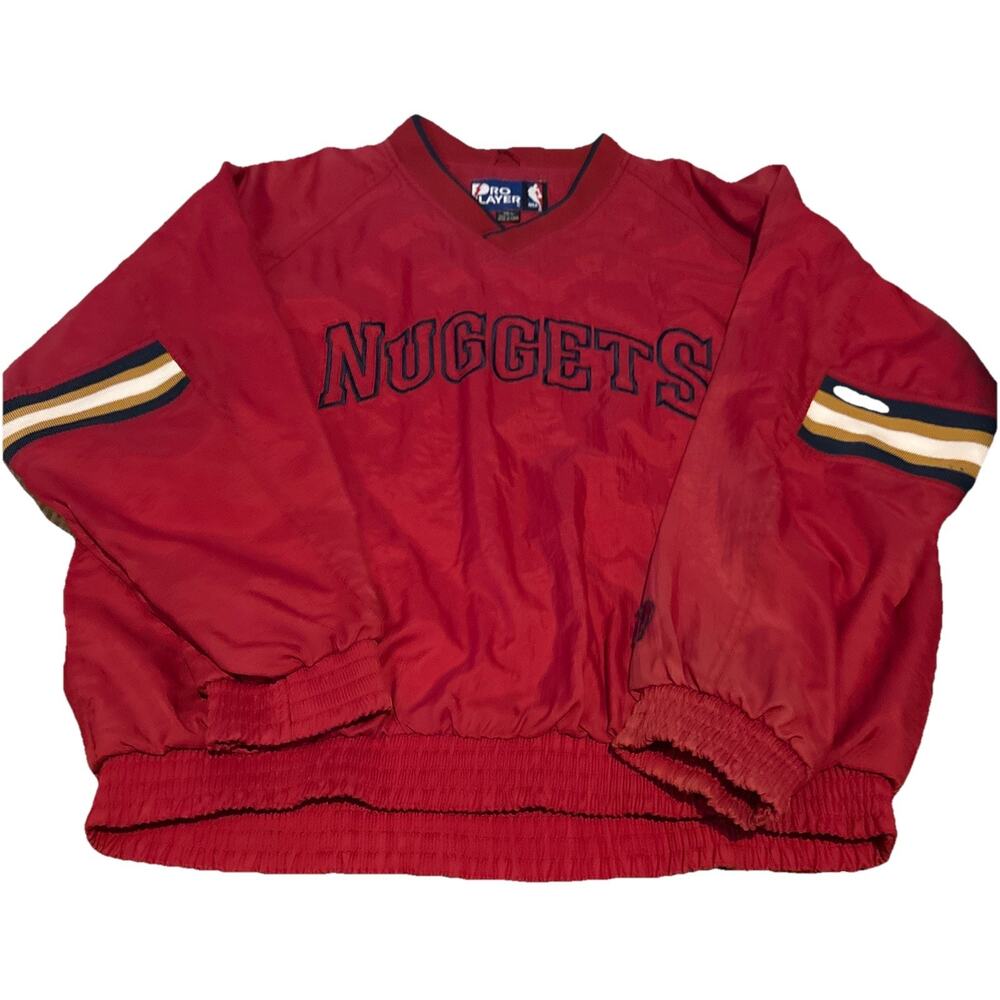 Vintage Denver Nuggets Pro Player Red Blue Pullover Jacket NBA